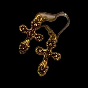 NWOT AUTHENTIC Gold Cross Earrings Mid Evil Times style Antique Elegant